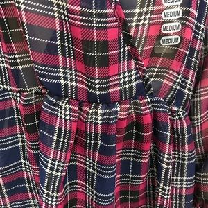 soul cake Tops - FINAL SALE Plaid SHEER Blouse Shirt Navy Pink soul cake Tops - FINAL SALE Plaid SHEER Blouse Shirt Navy Pink